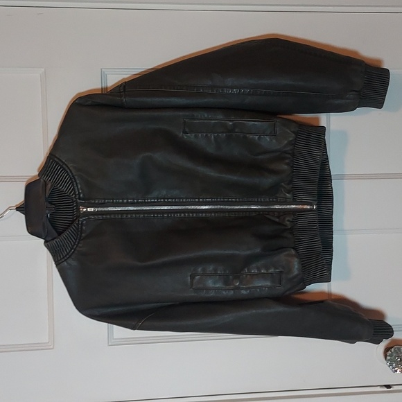 Princess Polly Faux Leather Jacket Washed Green - Picture 4 of 16